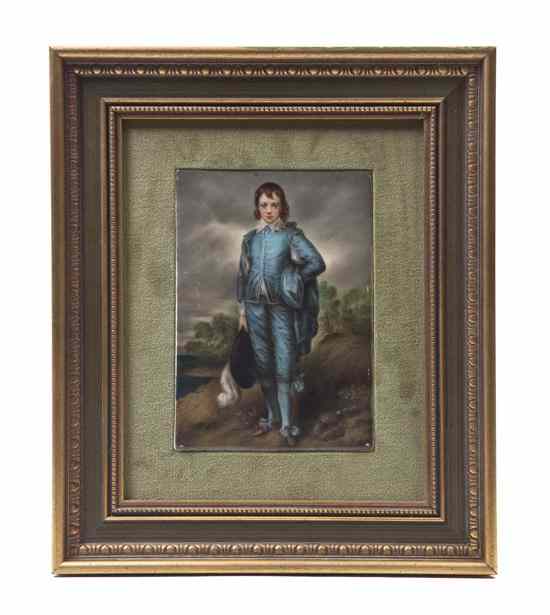 Appraisal: A German Porcelain Plaque depicting Gainsborough's blue boy signed Wagner