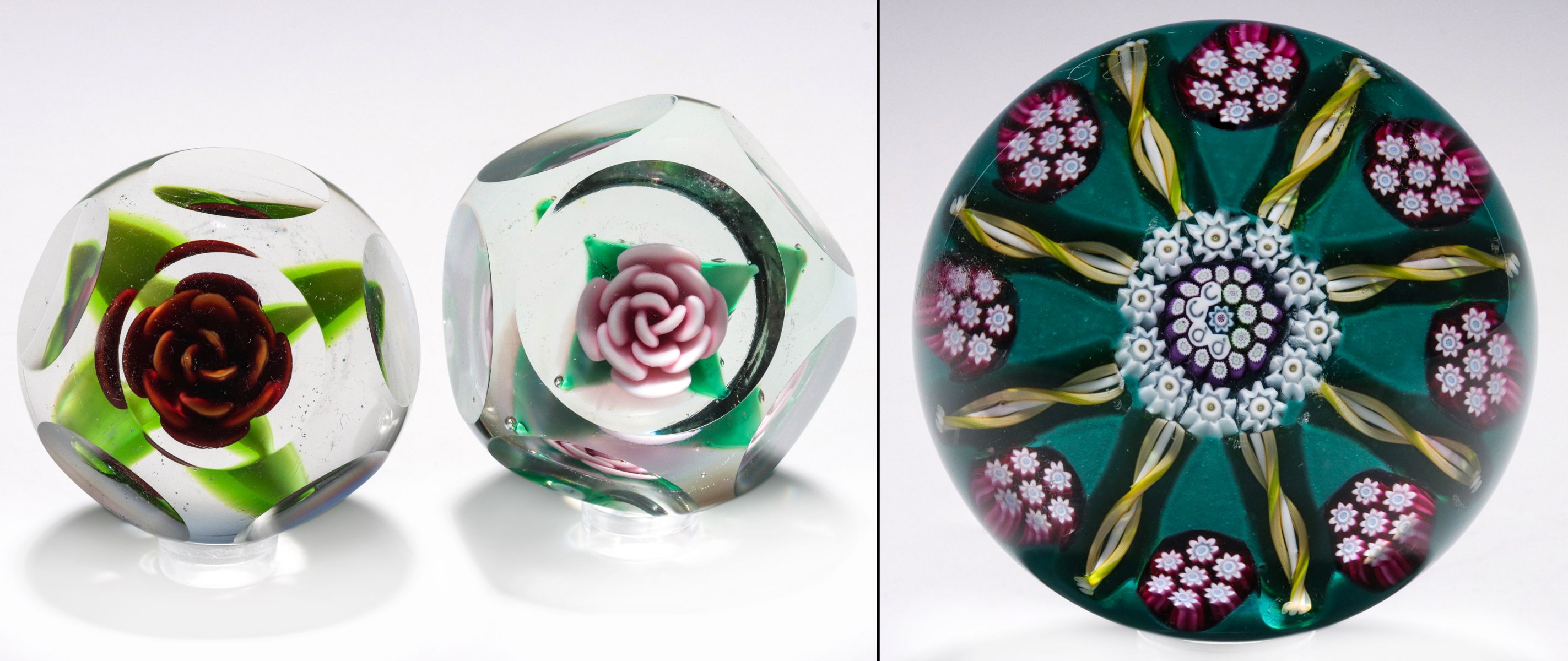 Appraisal: PERTHSHIRE AND WESLEY LUTZ MINIATURE PAPERWEIGHTS Wesley Lutz miniature paperweight