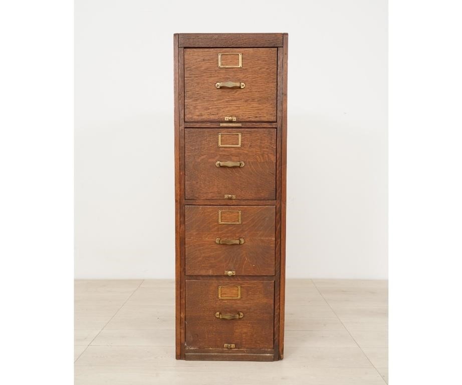 Appraisal: Vintage oak file cabinet early th c with four drawers