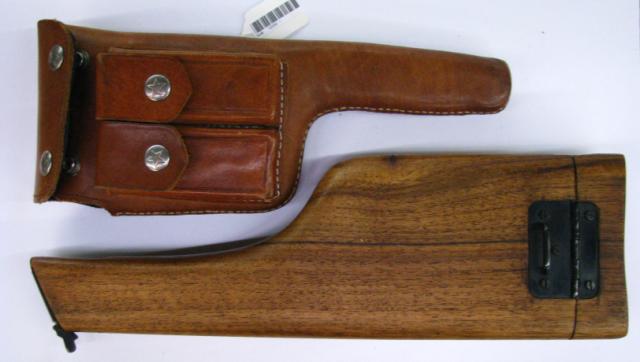 Appraisal: Two items- Mauser Broomhandle Leather Holster with two magazine holders