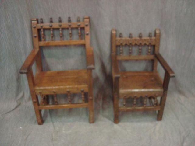 Appraisal: Antique Spanish Wood Arm Chairs From a Greenwich location -