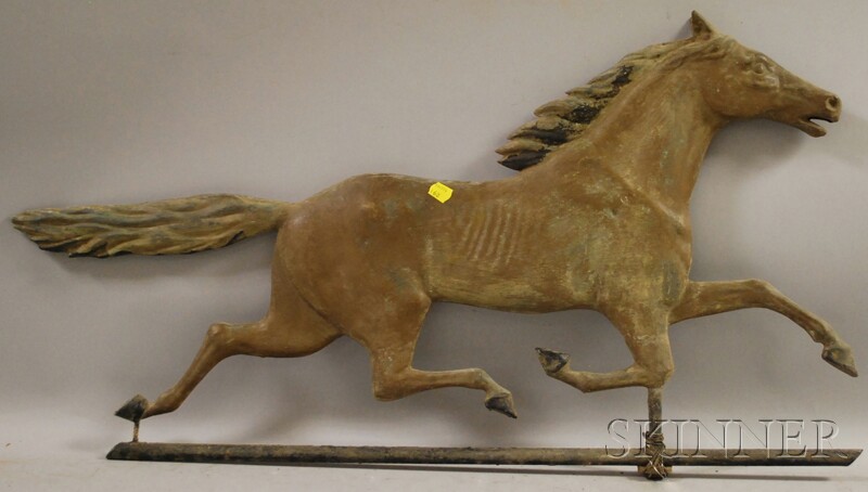 Appraisal: Painted Molded Copper Running Horse Weather Vane figure lg in