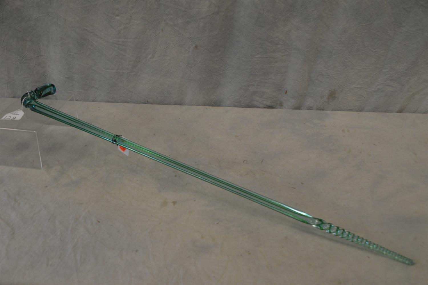 Appraisal: Jersey Green glass whimsey cane South Jersey twisted base handle