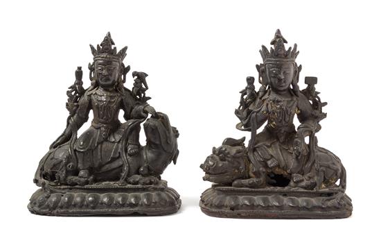 Appraisal: Sale Lot A Pair of Chinese Bronze Figures of Guanyin