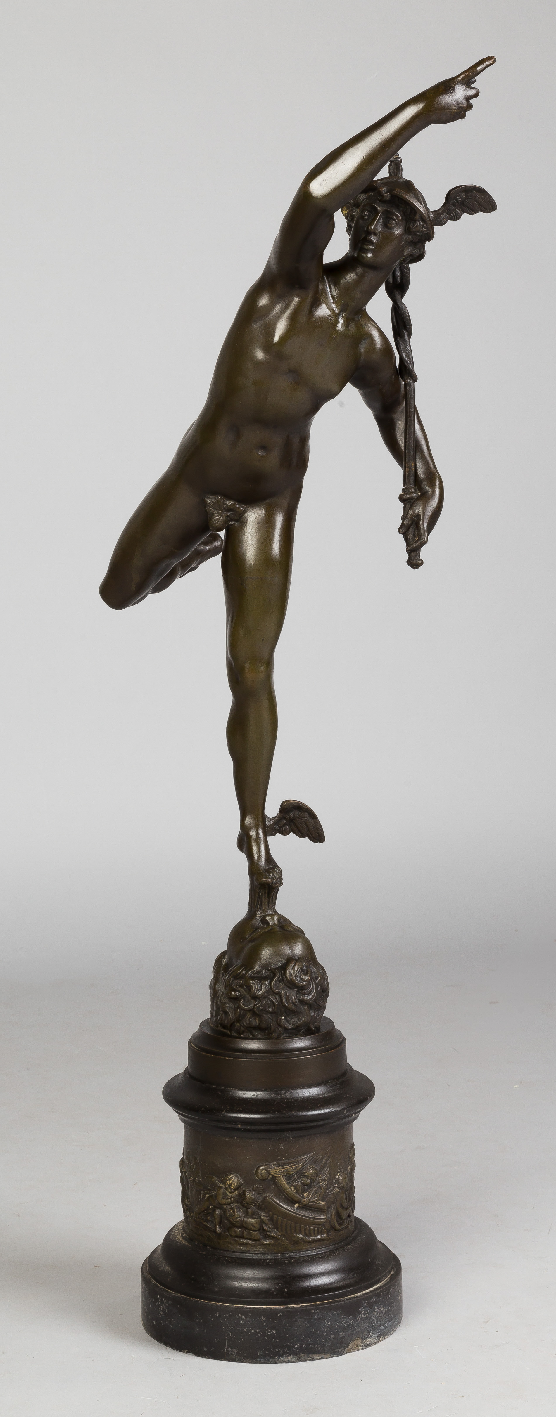 Appraisal: Bronze Sculpture of Mercury Early th century On a marble