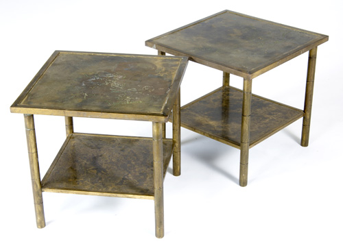 Appraisal: PHILIP KELVIN LAVERNE Pair of two-tiered Fragonard side tables with