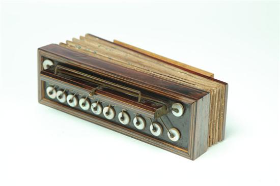 Appraisal: CONCERTINA American mid th century Mahogany case with paper covered