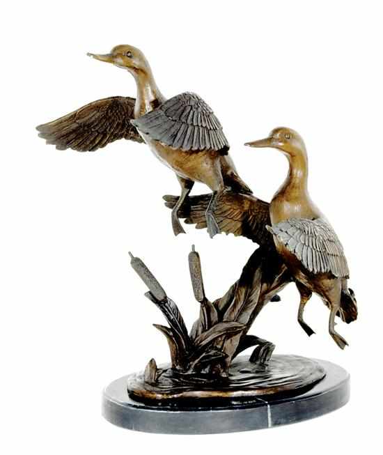 Appraisal: American school th century DUCKS RISING bronze on marble base