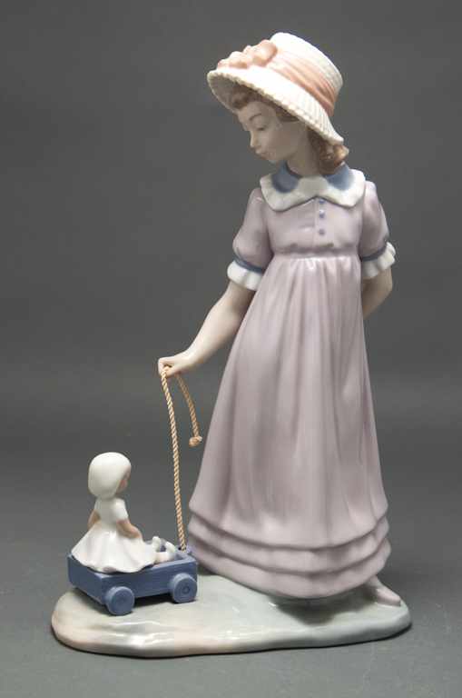 Appraisal: Lladro porcelain figural group of a girl pulling a doll