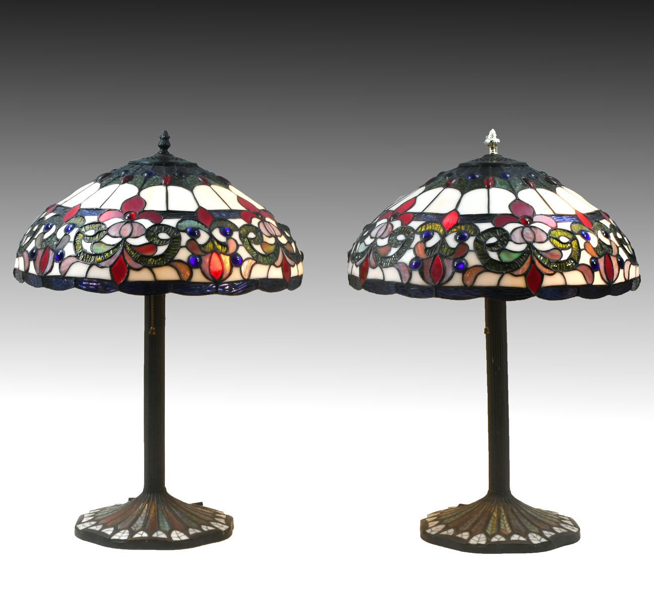 Appraisal: PAIR CONTEMPORARY LEADED GLASS LAMPS Pair of stained glass lamps