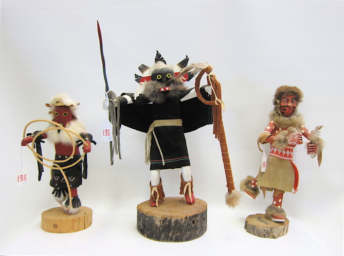 Appraisal: THREE HOPI KACHINA DOLLS Hoop Dancer by D Begay featuring