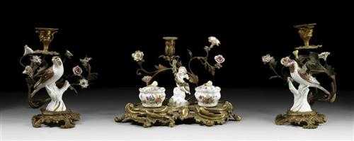 Appraisal: WRITING SET WITH PORCELAIN FIGURES late Louis XV Paris th