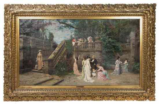 Appraisal: Artist Unknown Italian th century Courtyard Scene oil on canvas