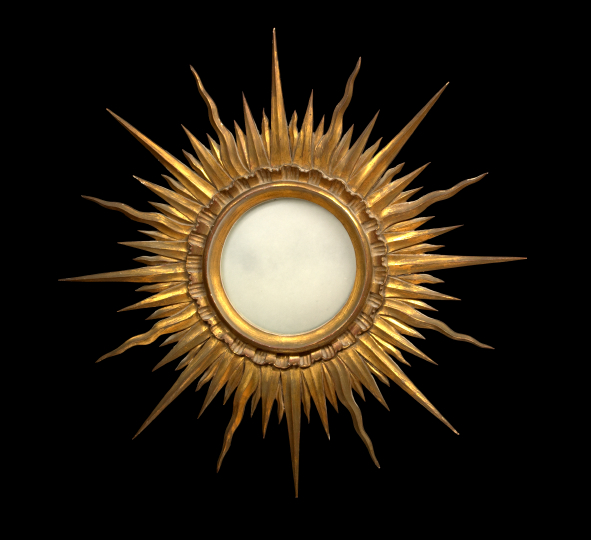 Appraisal: Italian Carved Giltwood Sunburst Looking Glass in the Directoire style