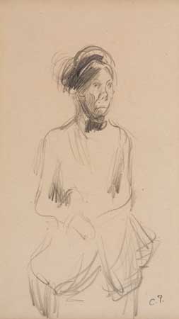 Appraisal: CAMILLE PISSARRO Portrait d'une femme Pencil on light tan wove