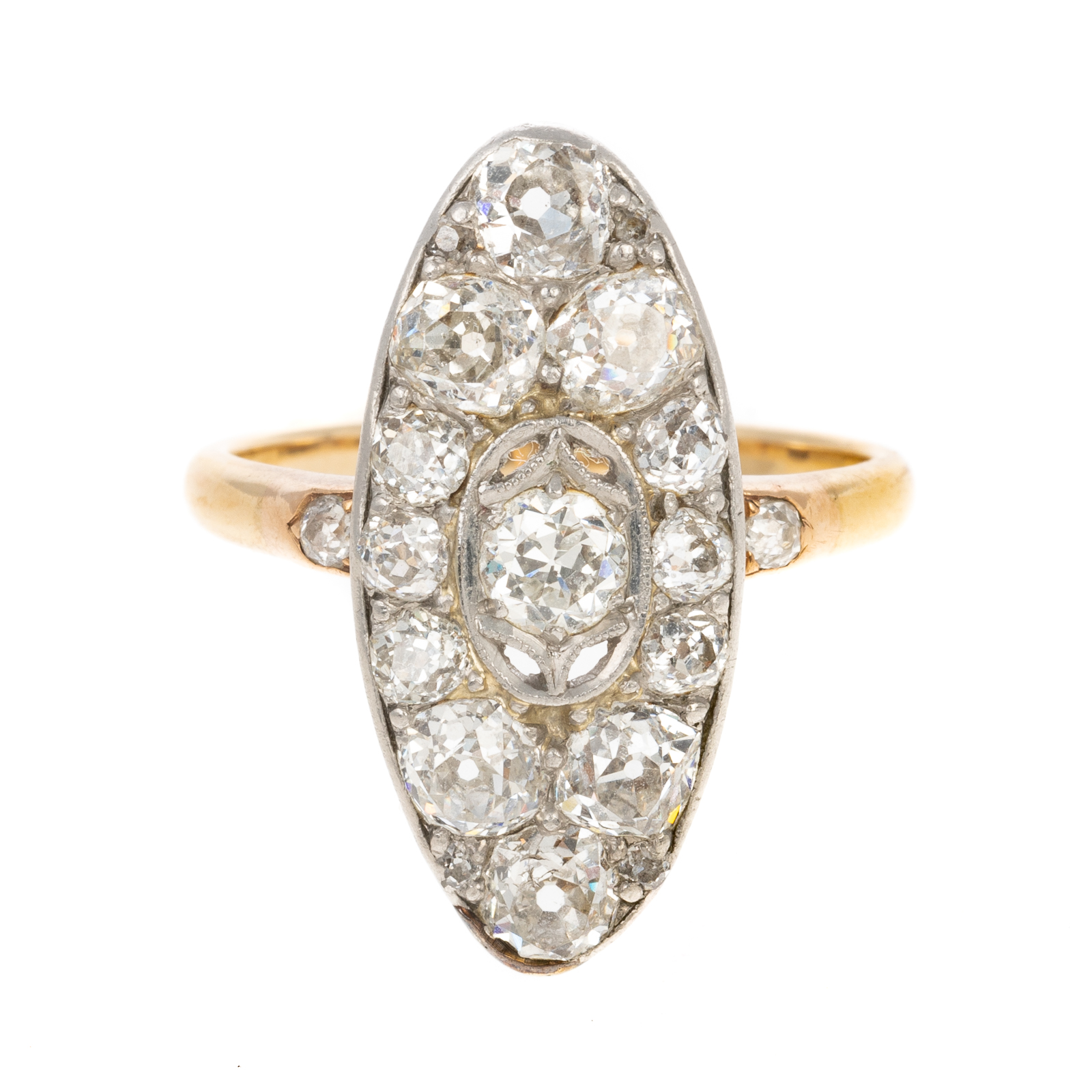 Appraisal: AN ANTIQUE NAVETTE SHAPE DIAMOND RING IN K K yellow