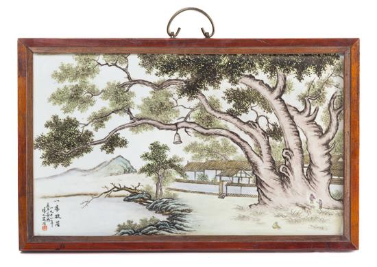 Appraisal: Sale Lot A Polychrome Enameled Porcelain Rectangular Plaque painted to