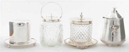 Appraisal: Victorian silverplate biscuit boxes late th century comprising silverplate-mounted and