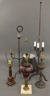 Appraisal: Lighting device Wrought iron lighting device converted to electric with