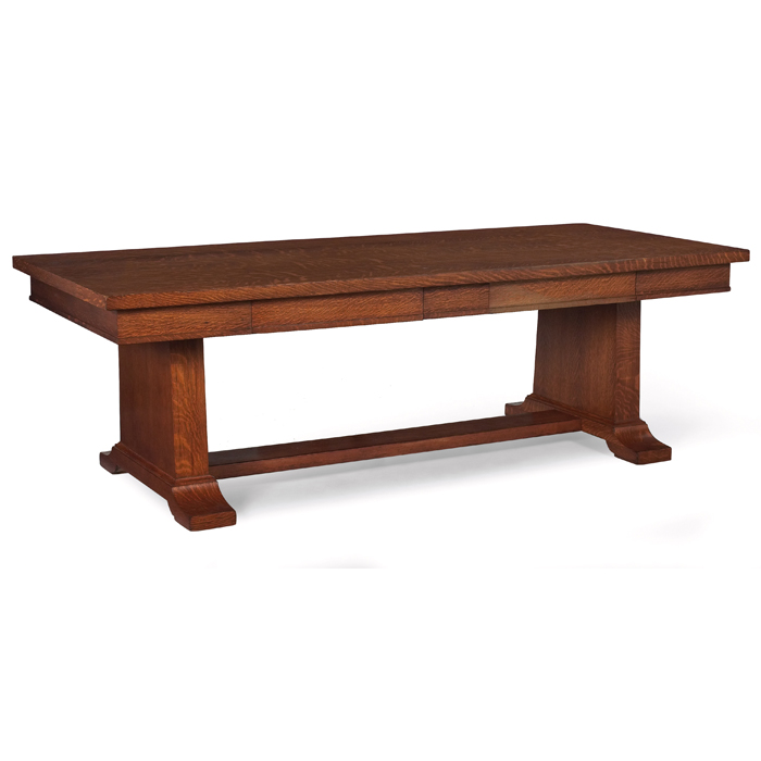 Appraisal: Prairie School library bank table large form with a rectangular