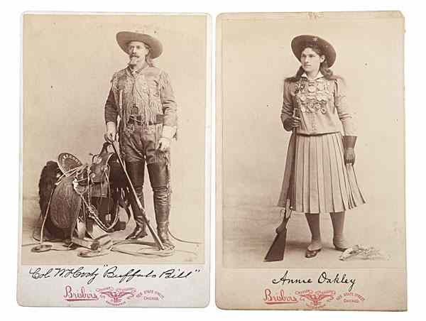 Appraisal: Annie Oakley and Buffalo Bill Cabinet Cards by Brisbois Lot