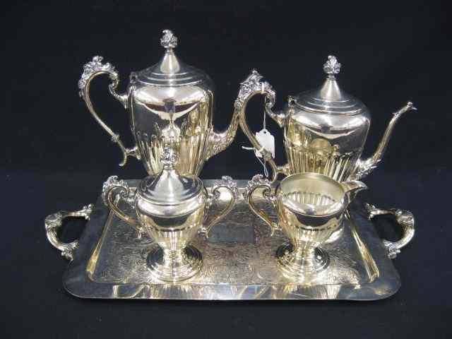 Appraisal: Silverplate Coffee Service includes two coffeepots creamer sugar tray tray