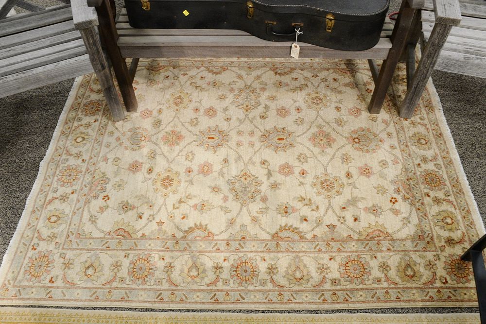 Appraisal: Contemporary Oushak style Oriental rug with tan ground 'x '