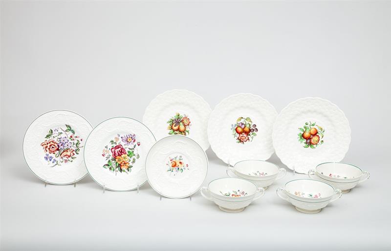 Appraisal: Set of Eighteen Copeland Porcelain Dessert Plates The colorful fruit