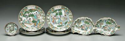 Appraisal: Chinese export porcelain nine pieces famille verte eight with mandarin