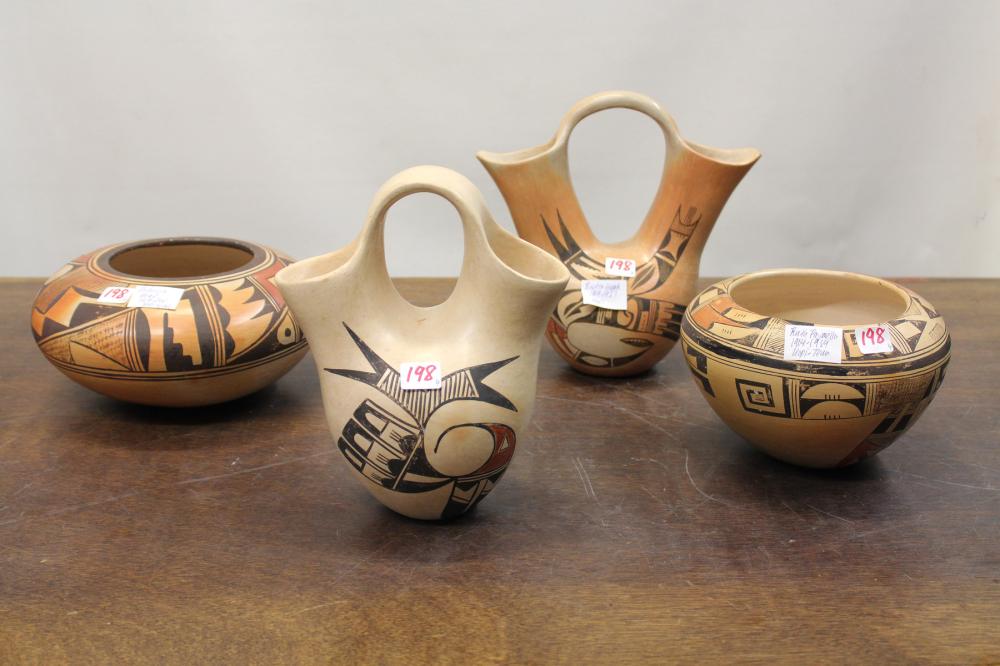 Appraisal: FOUR HOPI POTTERY VESSELS Patricia Hone Hopi-Tewa - bowl H