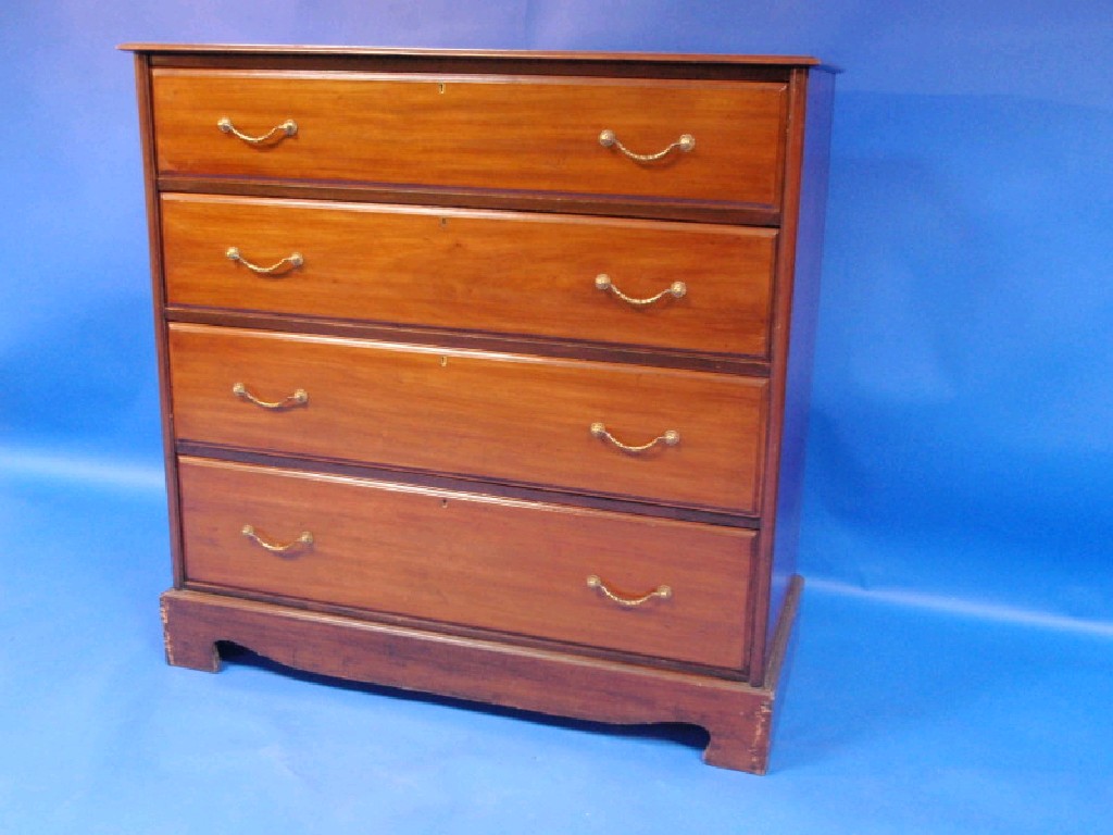 Appraisal: Large mahogany chest of four-graduated drawers with brass handles moulded