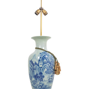 Appraisal: A Blue and White Porcelain Vase Mounted as a Lamp