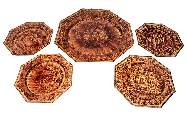 Appraisal: A WHEILDON OCTAGONAL DISH and four matching side dishes drip