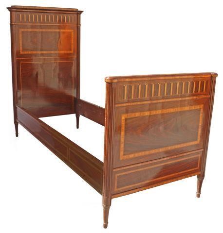 Appraisal: Louis XVI style rosewood bed early th c headboard and