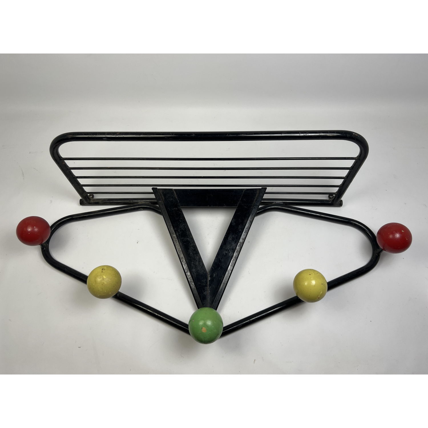 Appraisal: Roger Feraud Wall Rack Shelf Painted wood balls Dimensions H