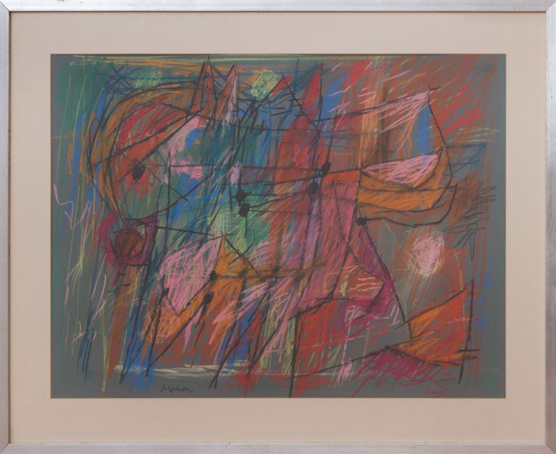 Appraisal: DONALD MOCHON - UNTITLED Pastel on blue grey paper signed