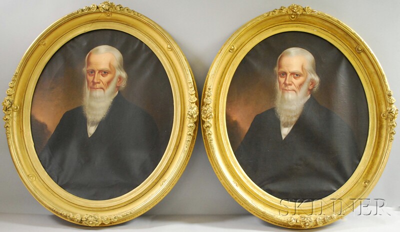 Appraisal: Pair of Framed th Century American School Identical Portraits oil