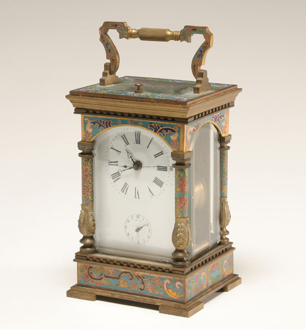 Appraisal: Chinese cloisonne carriage clock with solid brass fittings H x