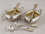 Appraisal: A pair of sterling silver open salts with gadrooned rims