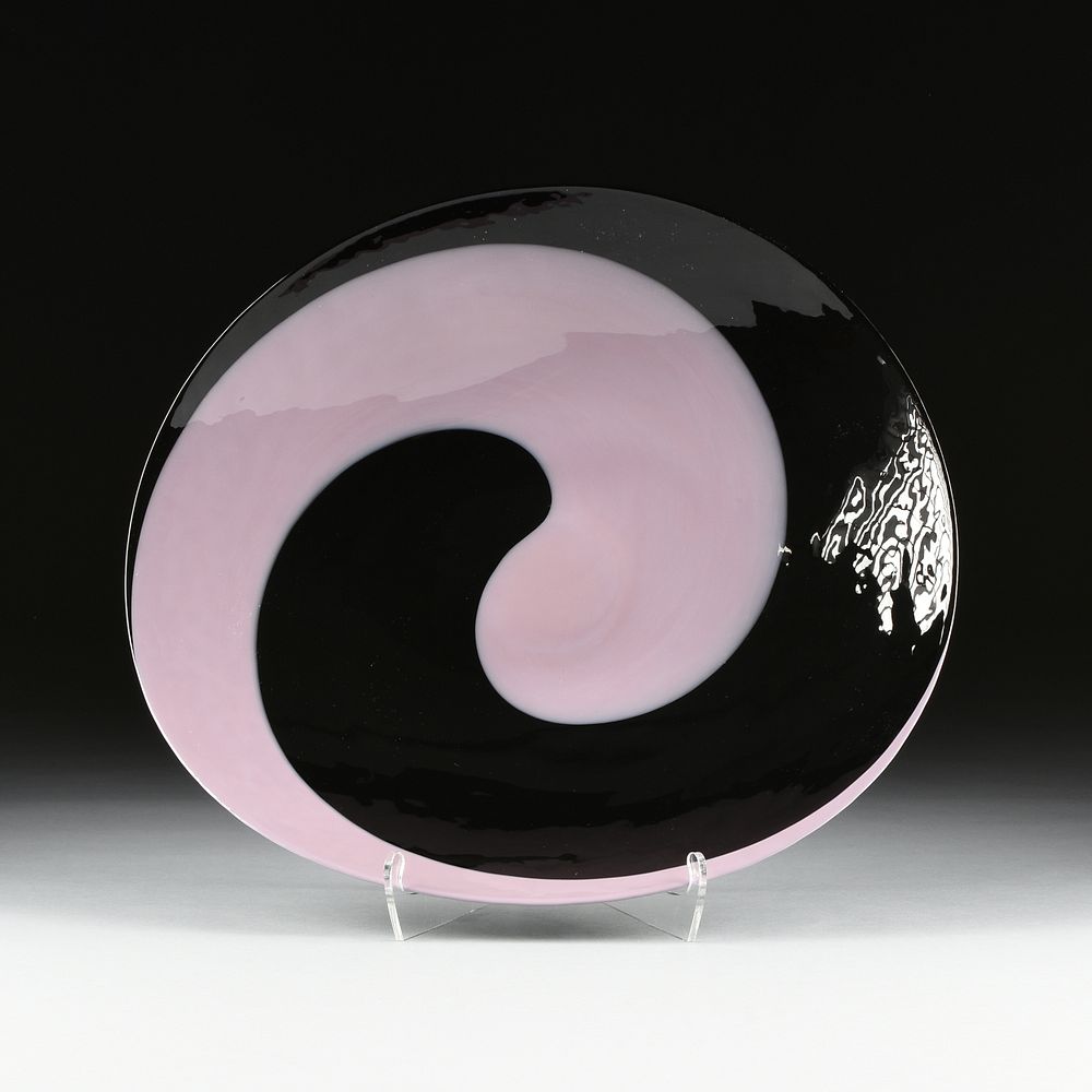 Appraisal: A MURANO SWIRLED PURPLE AND BLACK ART GLASS GLASS CENTER