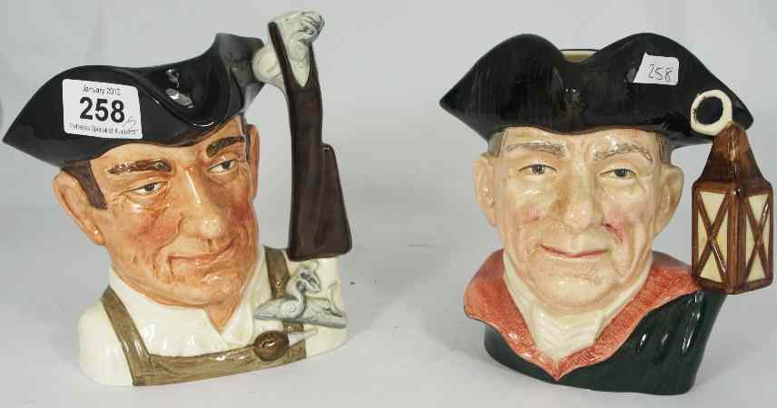 Appraisal: Royal Doulton Large Character Jugs Night Watchman D and Gunsmith