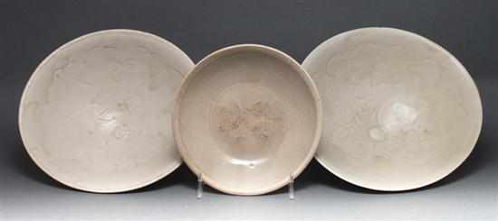 Appraisal: Three Chinese glazed stoneware articles th- th century low bowl