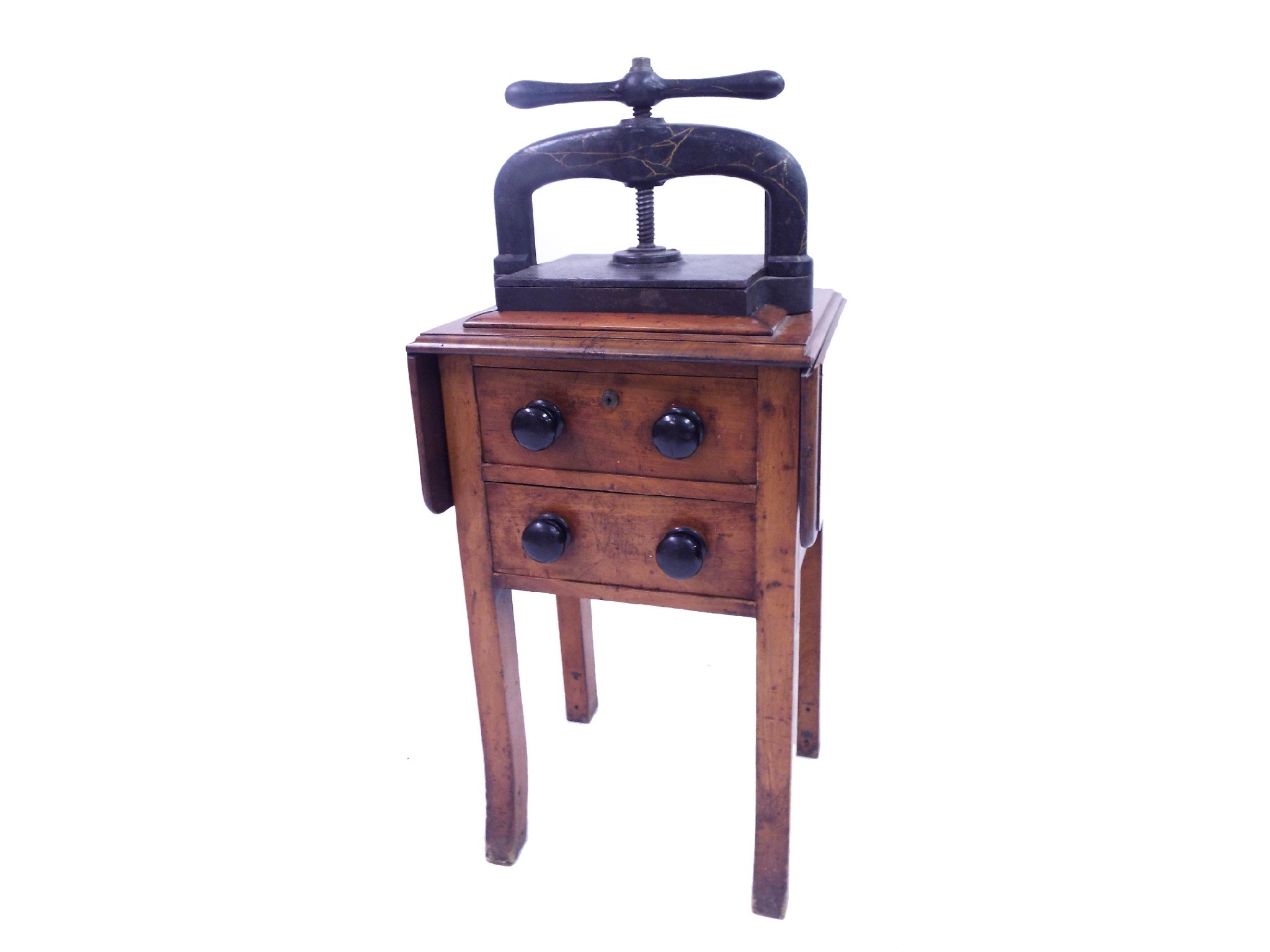 Appraisal: Victorian cast iron book press on a mahogany stand fitted