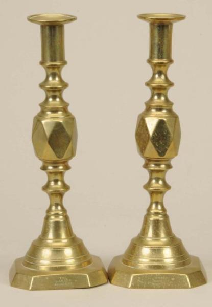 Appraisal: Lot of English Diamond Princess Candlesticks Description Circa to Both