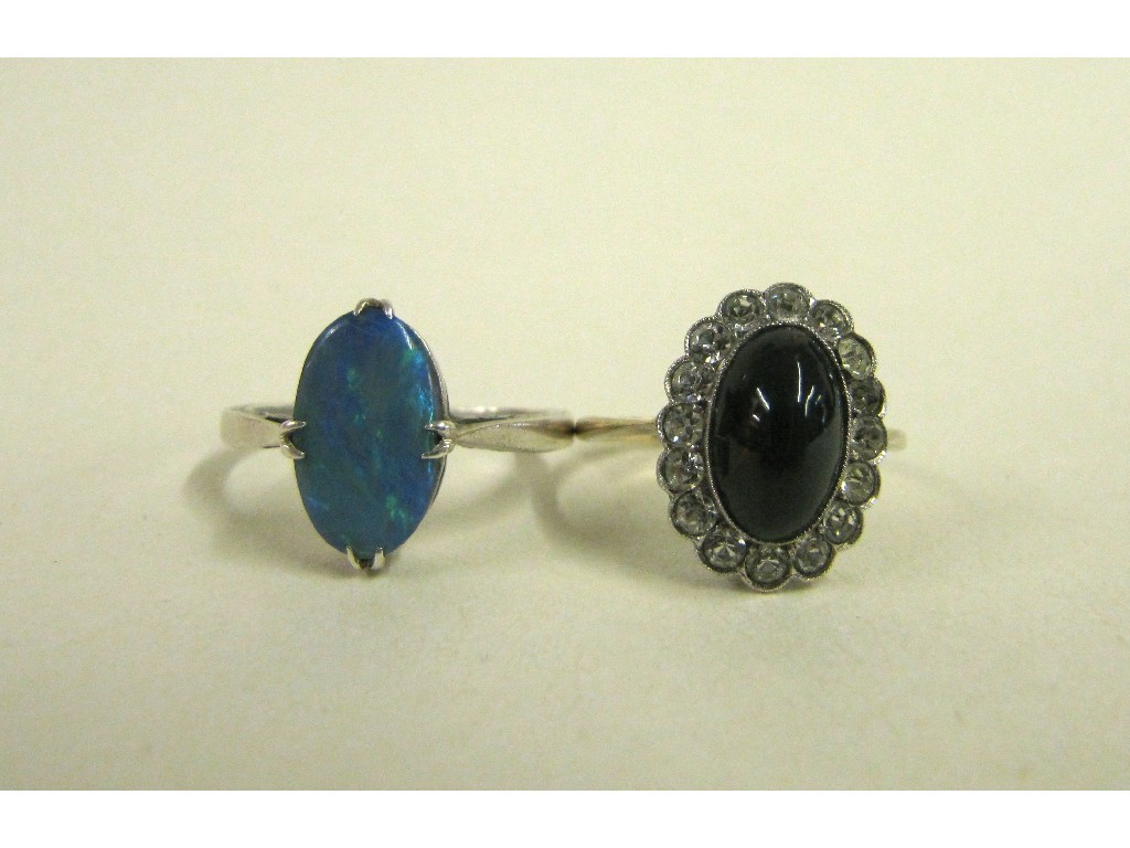 Appraisal: Lot comprising silver opal triplet set ring and a silver