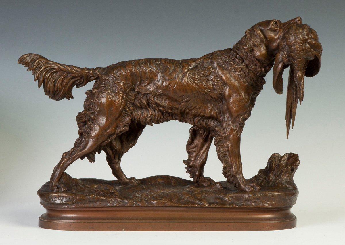 Appraisal: Jules Moigniez French - Bronze Setter Pheasant Inscribed lower right