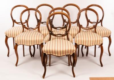 Appraisal: A set of eight Victorian balloon back chairs