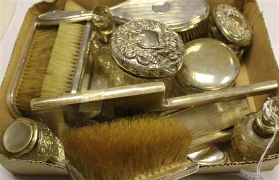 Appraisal: A 's Art Deco silver square hand mirror and two