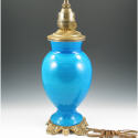 Appraisal: Tall electric lamp with bright blue high glaze pottery base