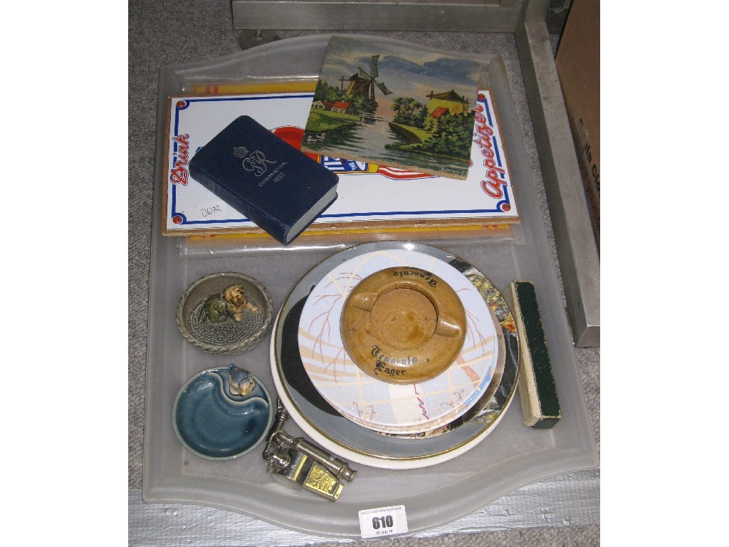 Appraisal: Tray lot of assorted ceramics to include Poole tin advert